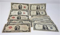 (18) $1 Silver Cert.; (7) $2 U.S. Notes