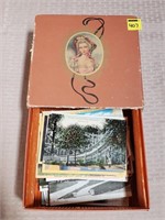 Vintage Box w/ Antique & Vintage Postcards