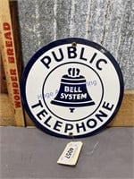 PUBLIC TELEPHONE PORCELAIN ENAMEL SIGN, 8.75"