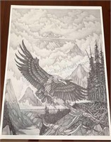 Dan Thompson Black White Eagle Signed Print