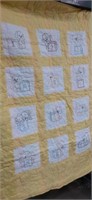 57 x 43 handmade baby quilt, quilted with angels,