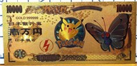 24k gold plated Pokemon banknote