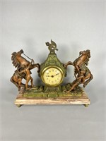 French Mantle Clock with Horse Figures