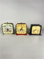 (2) Lux, (1) Doehler Animated Alarm Clocks