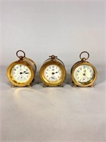 (3) Waterbury Mini Novelty Clocks