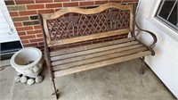 Metal and Wood Outdoor Bench