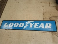Single-sided Goodyear sign 8 ft x 18 in dated 5