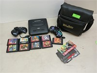 Sega Genesis 2 controllers nine games and a bag