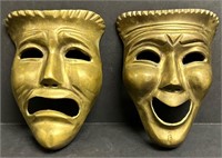 VINTAGE BRASS THEATER DRAMA COMEDY FACES MASKS