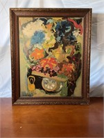 Wagon Flower scene - oil painting