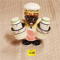 Porcelain Black Americana Salt & Pepper Shaker Set