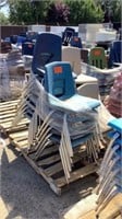Pallet Of Stacking Chairs Blue & Tan