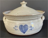 NC Hand Thrown Signed Pottery, Covered Dish, Owens