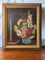 Flower and candle stic stil - oil painting