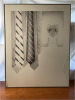 Ferret and Ties - pencil portrait