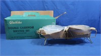 Glass Bake Double Casserole Serving Set w/Covers