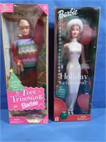 NIB 1998 Tree Trimming Barbie, NIB 2001 Holiday