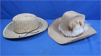 2 Straw Cowboy Hats