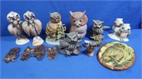 Owl Lot-Ceramic, Made w/shells, Stone