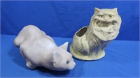Ceramic Cat Planter, Concrete Cat Figure