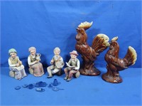 Vintage Figurines, Roosters & Metal Mini Enamel