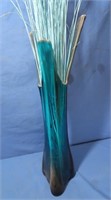 Vintage Viking 3 Foil Blue Swung Glass Vase 22"H