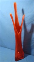 Vintage Viking 3 Foil Orange Swung Glass Vase 26"H
