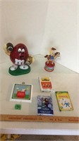 Assorted playing cards and toys