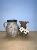 POTTERY PITCHER AND VASE