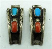 SOUTHWEST STERLING WATCH TIPS w/TURQUOISE