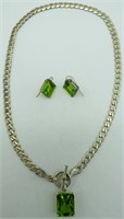 GREEN PERIDOT & STERLING JEWELRY SET