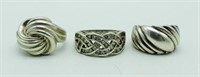 (3) STERLING RINGS: (1) with CZ's