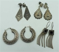 (4) AZTEC STYLE STERLING EARRING SETS