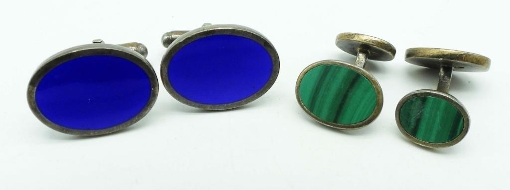 (2) SETS VINTAGE STERLING MENS CUFF LINKS