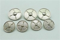 (7) GOLF THEME STERLING BUTTONS