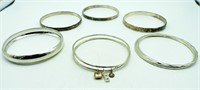 (7) STERLING FASHION BANGLES - VARIOUS STYLES