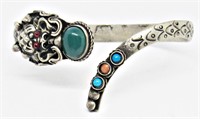 DRAGON STERLING WRAP BRACELET w/STONES