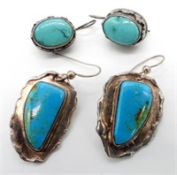 (2) NATIVE STERLING EARRINGS with TURQUOISE