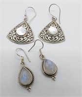 RAINBOW MOONSTONE & MOTHER of PEARL EARRINGS