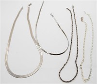 (4) STERLING NECKLACES - VARIOUS STYLES