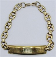Gold Tone Sterling ID Bracelet