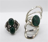 GREEN STONE STERLING RINGS - WRAP AROUND