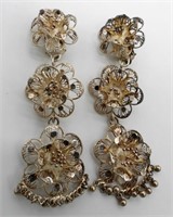 STERLING FILIGREE CIIP-ON EARRING ARTISAN STYLE