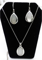 MOTHER of PEARL STERLING NECKLACE & EARRINGS