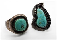 (2) TURQUOISE & STERLING SOUTHWEST RINGS