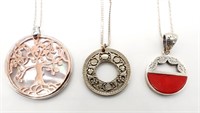 (3) STERLING NECKLACES - COOL PENDANTS