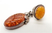 BALTIC AMBER STERLING PENDANT & RING