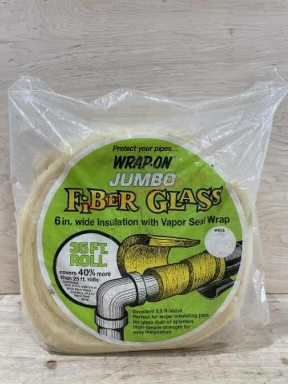 Wrap-on fiber glass insulation with vapor seal