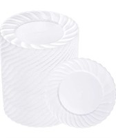 ($74) bUCLA 100PCS White Plastic Plates-6.6inch
