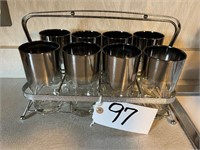 MidCentury Silver Ombre Tumblers, Carrier